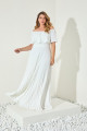 Vestido Festa Madrinha Plus Off White  plissado ombro babado Longo Ladydress