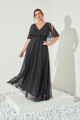 Vestido Festa Madrinha Plus Preto  babado bordado glitter Longo Ladydress