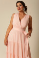 Vestido Festa Madrinha Plus Rosa   decote Longo Ladydress