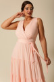 Vestido Festa Madrinha Plus Rosa   decote Longo Ladydress