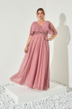 Vestido Festa Madrinha Plus Rose   babado bordado glitter Longo Ladydress
