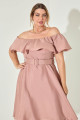 Vestido Festa Madrinha Plus Rose  ombro Curto Ladydress