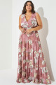 Vestido Festa Madrinha Plus Rose Estampado  Longo Ladydress