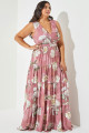 Vestido Festa Madrinha Plus Rose Estampado  Longo Ladydress