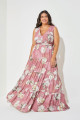 Vestido Festa Madrinha Plus Rose Estampado  Longo Ladydress