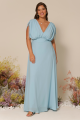 Vestido Festa Madrinha Plus Size Azul Serenity  decote V Longo Ladydress