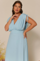 Vestido Festa Madrinha Plus Size Azul Serenity  decote V Longo Ladydress