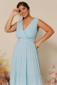 Vestido Festa Madrinha Plus Size Azul Serenity  decote V Longo Ladydress