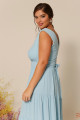 Vestido Festa Madrinha Plus Size Azul Serenity  decote V Longo Ladydress