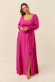 Vestido Festa Madrinha Plus Size Fúcsia  decote fenda Longo Ladydress