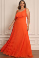 Vestido Festa Madrinha Plus Size Laranja   Longo Ladydress