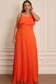 Vestido Festa Madrinha Plus Size Laranja   Longo Ladydress