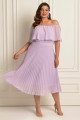 Vestido Festa Madrinha Plus Size Lavanda  plissado Midi Ladydress