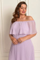 Vestido Festa Madrinha Plus Size Lavanda  plissado Midi Ladydress