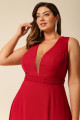 Vestido Festa Madrinha Plus Size Marsala  decote Longo Ladydress