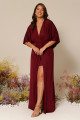 Vestido Festa Madrinha Plus Size Marsala  decote transpassado Longo Ladydress