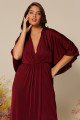 Vestido Festa Madrinha Plus Size Marsala  decote transpassado Longo Ladydress