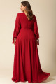 Vestido Festa Madrinha Plus Size Marsala  Decote V Longo Ladydress
