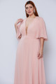 Vestido Festa Madrinha Plus Size Nude Rosa Chiffon Decote V Tule Manga Longo Ladydress