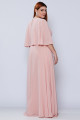 Vestido Festa Madrinha Plus Size Nude Rosa Chiffon Decote V Tule Manga Longo Ladydress