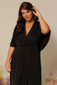 Vestido Festa Madrinha Plus Size Preto  decote transpassado Longo Ladydress