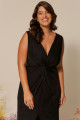 Vestido Festa Madrinha Plus Size Preto  decote v Longo Ladydress