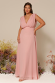 Vestido Festa Madrinha Plus Size Rosa  decote V Longo Ladydress