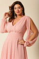 Vestido Festa Madrinha Plus Size Rosa  Decote V Longo Ladydress