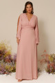 Vestido Festa Madrinha Plus Size Rosa  decote V Longo Ladydress