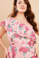 Vestido de Festa Longo Plus Size Estampado Rosa Raquel Ladydress