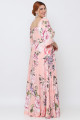 Vestido Festa Madrinha Plus Size Salmão Nude Rosa Estampado Crepe Decote Coração Longo Ladydress