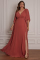 Vestido Festa Madrinha Plus Size Terracota   Longo Ladydress