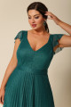 Vestido Festa Madrinha Plus Size Verde Esmeralda  babado Longo Ladydress