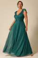 Vestido Festa Madrinha Plus Size Verde Esmeralda  babado Longo Ladydress