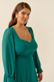 Vestido Festa Madrinha Plus Size Verde Esmeralda  decote fenda Longo Ladydress