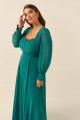 Vestido Festa Madrinha Plus Size Verde Esmeralda  decote fenda Longo Ladydress