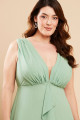 Vestido de Festa Longo Plus Size Verde Menta Miranda Ladydress