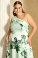 Vestido de Festa Longo Plus Size Estampado Verde Menta Colette Ladydress