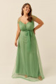 Vestido Festa Madrinha Plus Size Verde Oliva   Longo Ladydress