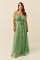 Vestido Festa Madrinha Plus Size Verde Oliva   Longo Ladydress