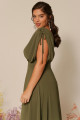 Vestido Festa Madrinha Plus Size Verde Oliva  decote V Longo Ladydress