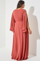 Vestido Festa Madrinha Plus Terracota  manga plissado Longo Ladydress