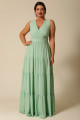 Vestido Festa Madrinha Plus Verde Menta   decote Longo Ladydress