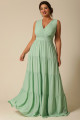 Vestido Festa Madrinha Plus Verde Menta   decote Longo Ladydress