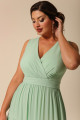 Vestido Festa Madrinha Plus Verde Menta   decote Longo Ladydress