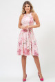 Vestido Festa Madrinha Rosa Estampado Crepe Cinto Curto Ladydress