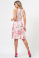 Vestido Festa Madrinha Rosa Estampado Crepe Cinto Curto Ladydress