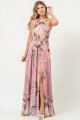 Vestido Longo Estampado Margarida Rosa