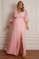 Vestido Festa Madrinha Plus Size Rosa   Longo Ladydress
